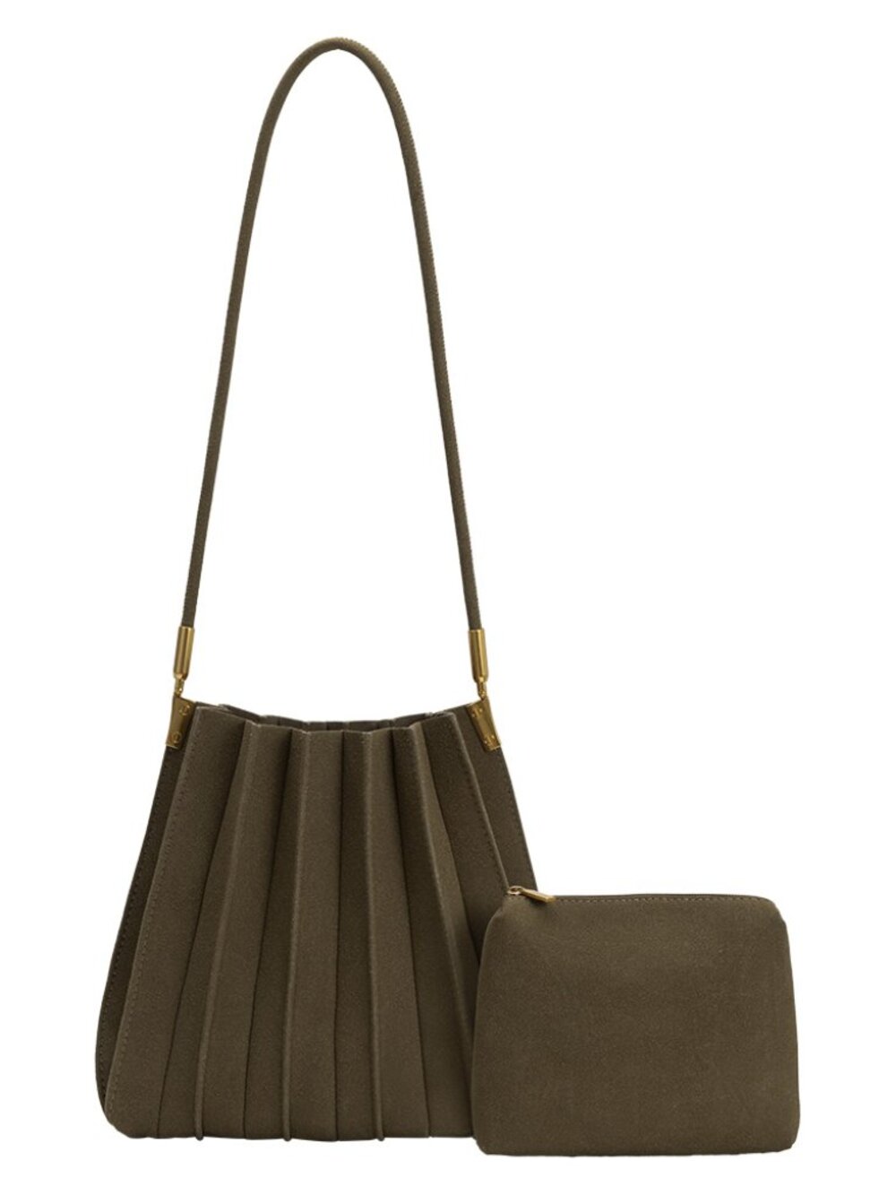 Melie Bianco Carrie Olive Green Vegan Suede Shoulder Bag NWT
